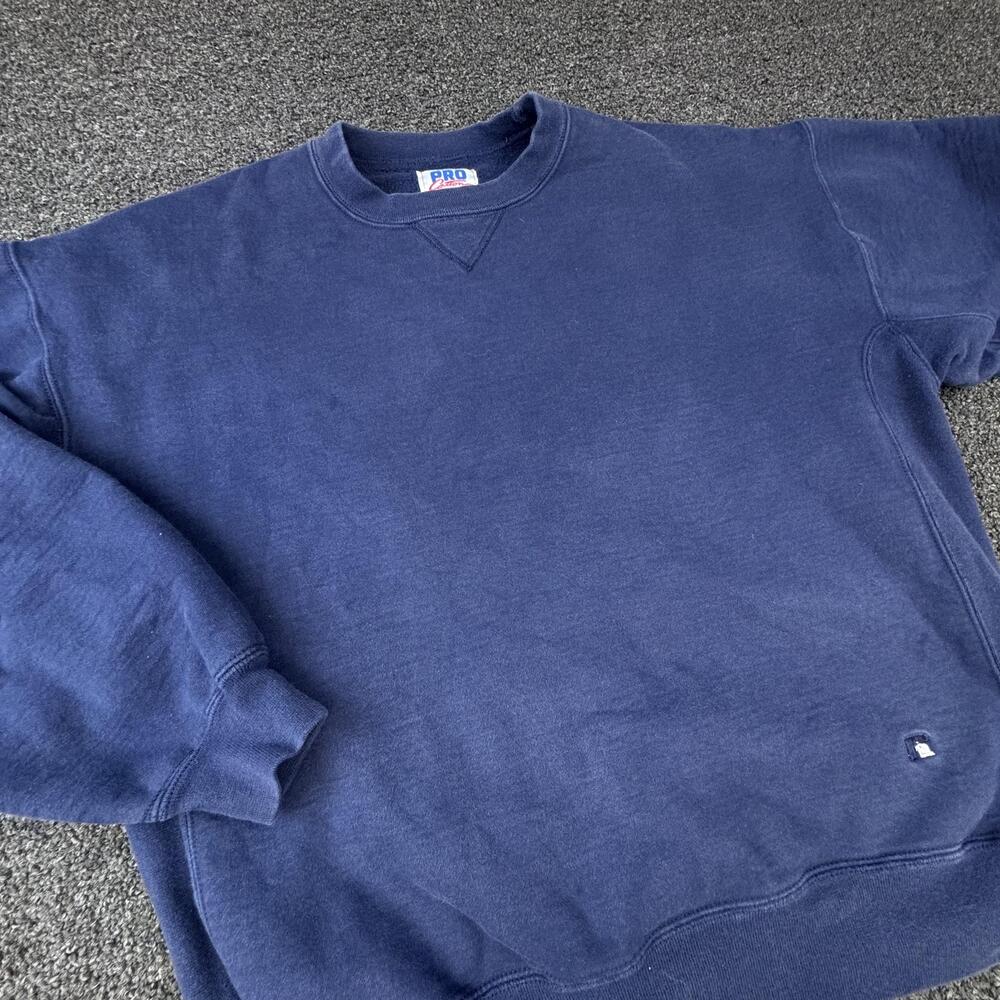 Russell Athletic Sweatshirt Mens XL Blue Pullover Fleece Crew Neck Embroidered